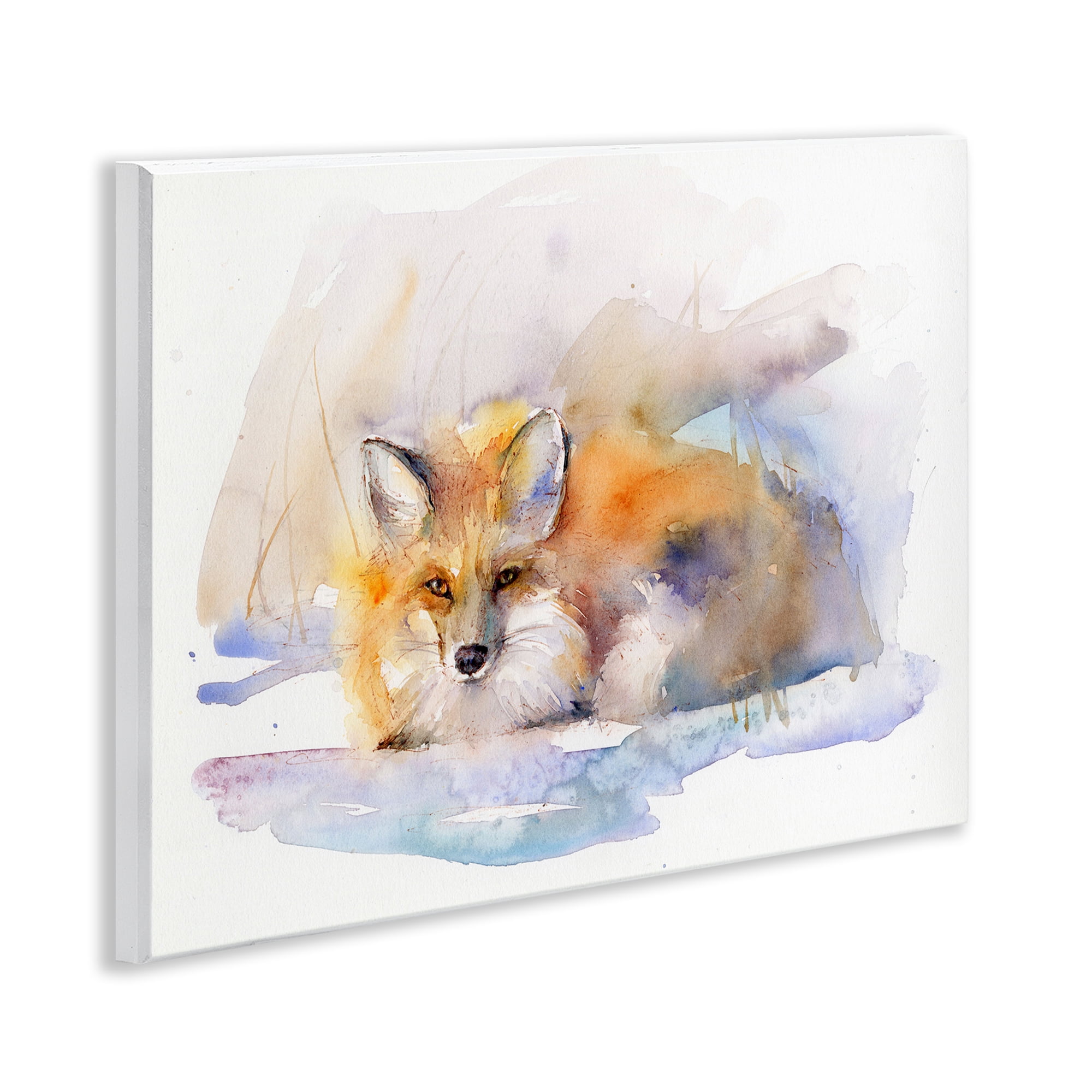 Stupell Industries Fox Sleeping in Snow Animals & Insects Painting Unframed Art Print Wall Art, 14 x 11