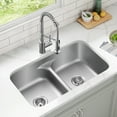 thumbnail image 3 of Kraus Premier 32 in Undermount 50/50 Double Bowl 18-Gauge Stainless Steel Kitchen Sink and Commercial Style Pull Down Faucet in Spot-Free Stainless Steel, 3 of 19