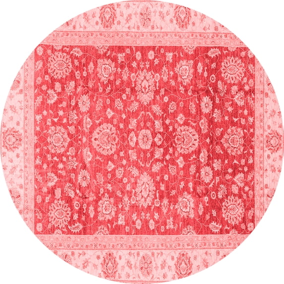 Ahgly Company Machine Washable Indoor Round Oriental Red Traditional Area Rugs, 7' Round
