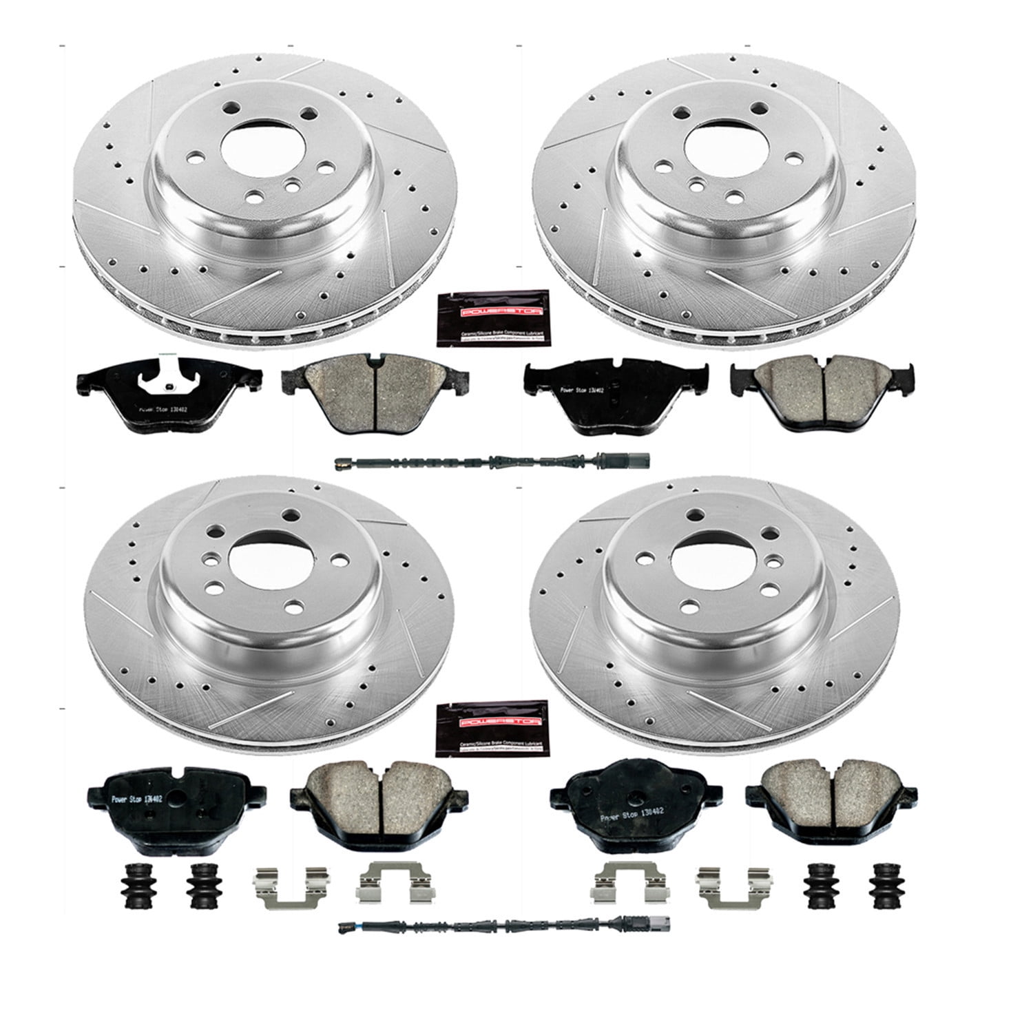 PowerStop Front and Rear Z23 Evolution Sport Carbon-Fiber Ceramic Brake Pad and Drilled & Slotted Rotor Kit Fits: BMW Select Models K6023