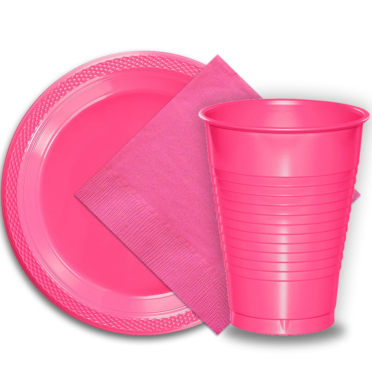 hot pink plastic plates