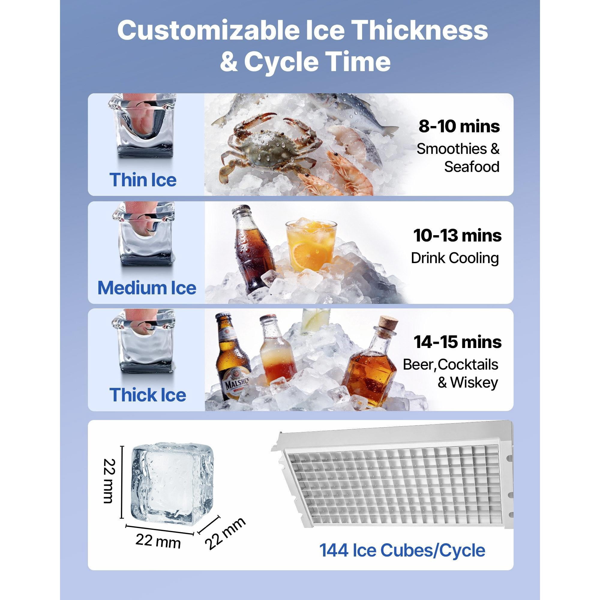 Commercial Ice Maker, 440 lbs/24H, 85 lbs Storage, Under Counter Freestanding Stainless Steel Ice Machine with LED Display & Self-Cleaning