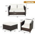 thumbnail image 2 of Gymax 5PCS Outdoor Patio Rattan Conversation Sofa Furniture Set w/ White Cushions, 2 of 10