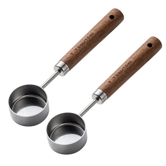 2-Pack Ground Coffee Tablespoon With Long Wood Handle Kitchen Utensil For Scoop