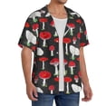 thumbnail image 4 of Cauagu Red Mushrooms Men's Short Sleeve Button Down Hawaiian Shirt for Men Bowling Shirts Casual Summer Beach Shirt,Small, 4 of 6