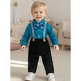 thumbnail image 4 of BemeyourBBs Little Boy Gentleman Set Long Sleeve Bowtie Shirts and Suspender Pants, 4 of 9