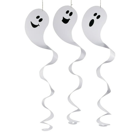 Fun Express - Giant Ghost Dangling Swirls for Halloween - Party Decor - Hanging Decor - Spirals & Swirls - Halloween - 12 Pieces