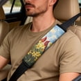 thumbnail image 5 of Xixirimido Car Seat Cover Set of 5 Pieces Front Seat Covers with Matching Seat Belt and Center Console Covers PU Leather Fits Most Vehicles, Cardinal Yellow Lily Flower, 5 of 8