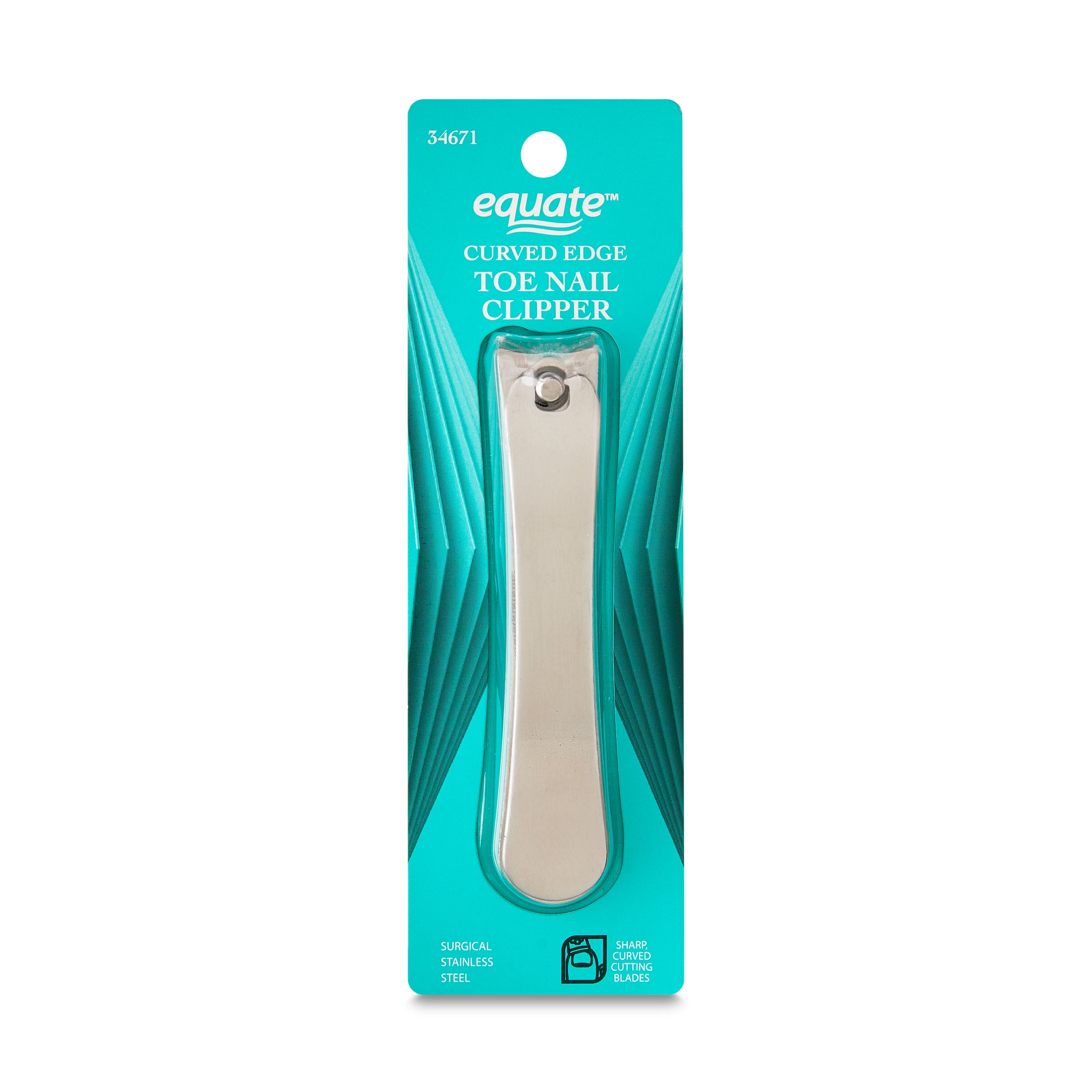 (3 pack) Equate Metal Curved-Edge Toenail Clippers, 1 Count