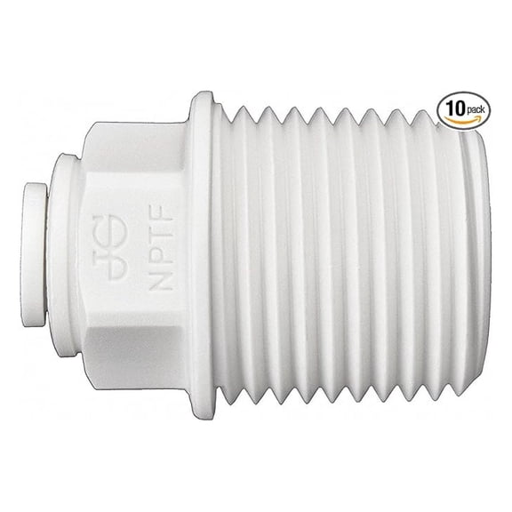 John Guest Speedfit PP010824W Polypropylene 1/4" OD x 1/2" NPTF Push-to-Connect Male Connector (10-Pack), White