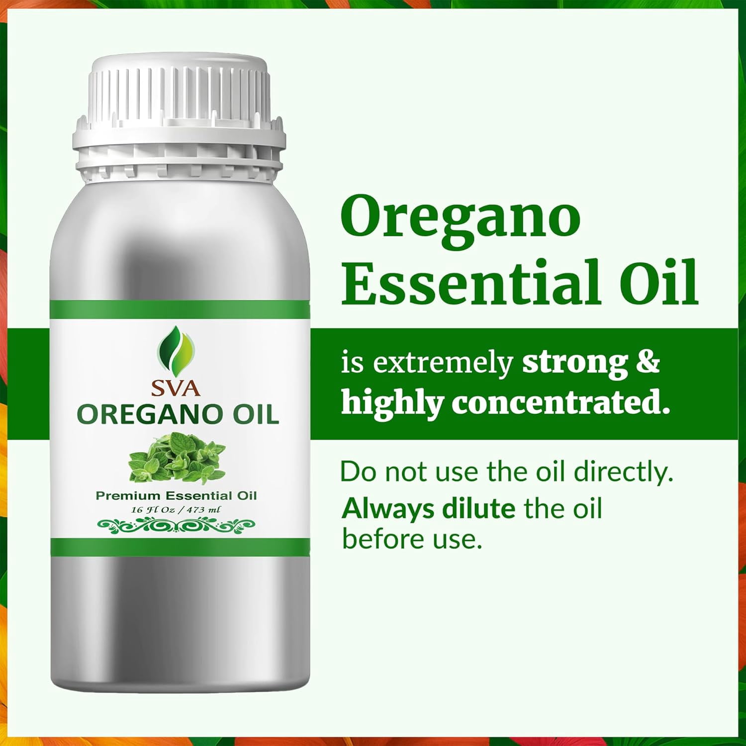 SVA Oregano Essential Oil – 16 Fl Oz – 100% Natural Oregano Oil - for Diffuser, Hair Care, Face, Skin Care, Aromatherapy, Scalp and Body Massage, Soap and Candle Making