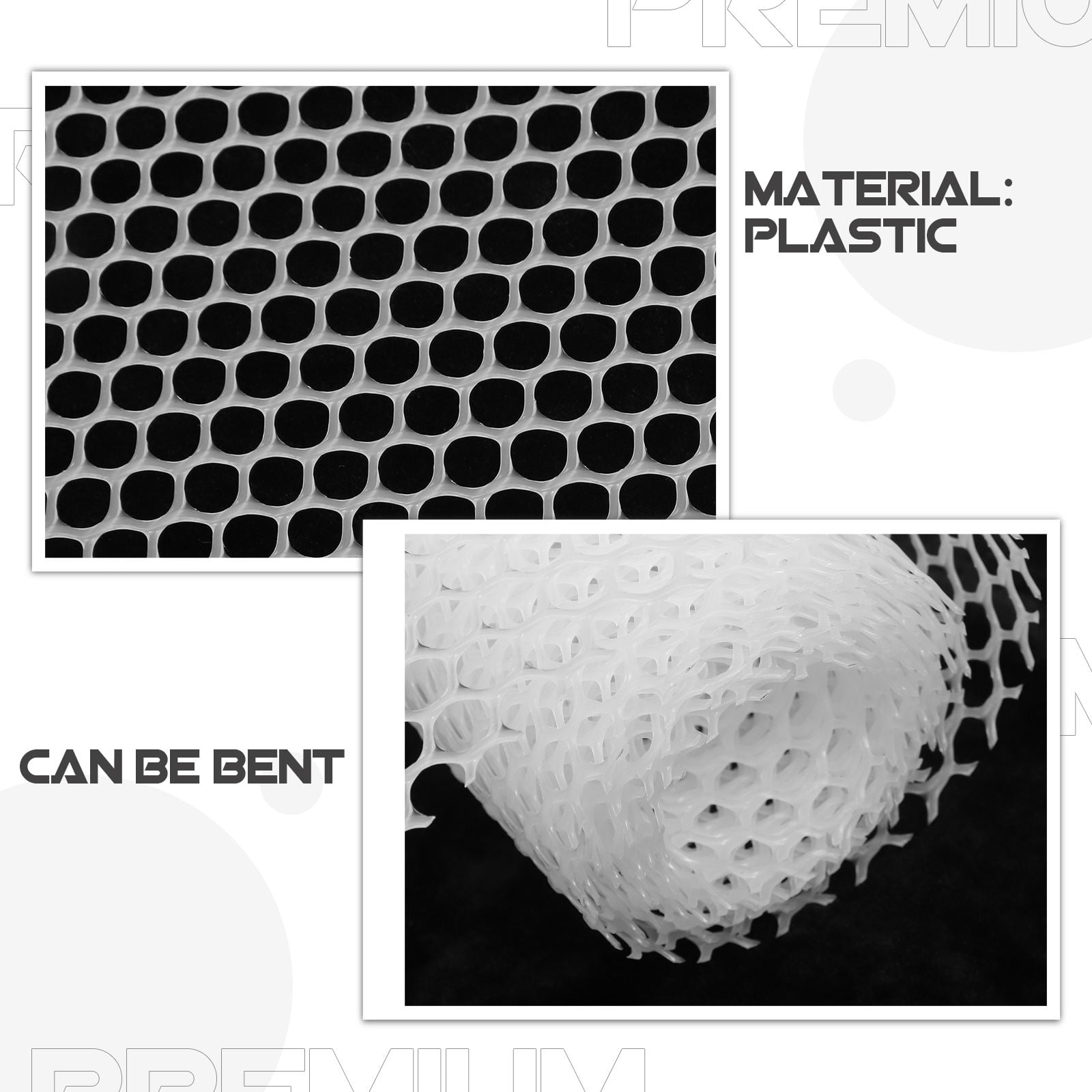 FONDOTIN Plastic Netting 1Pack White Mesh for Garden and Balcony Animal Barriers 117.90X15.72X0.08in