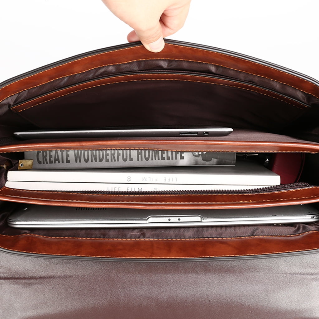 Quarryus Business Password Lock Briefcase for Men Leather Portfolio Large Capacity Office Computer Bag