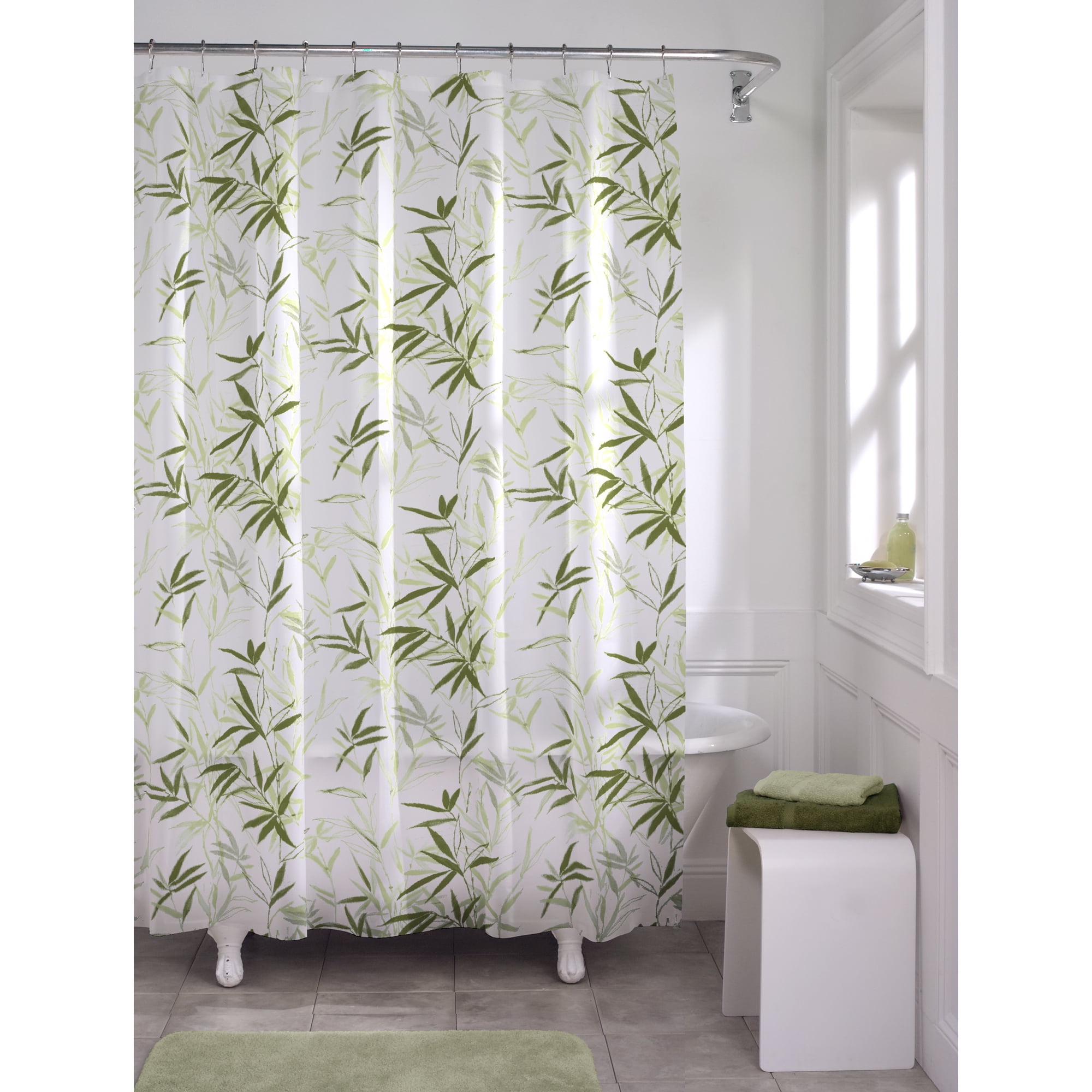 Bathroom Shower Curtain in Soft Leaves Pattern Bathroom Waterproof Curtain WE 