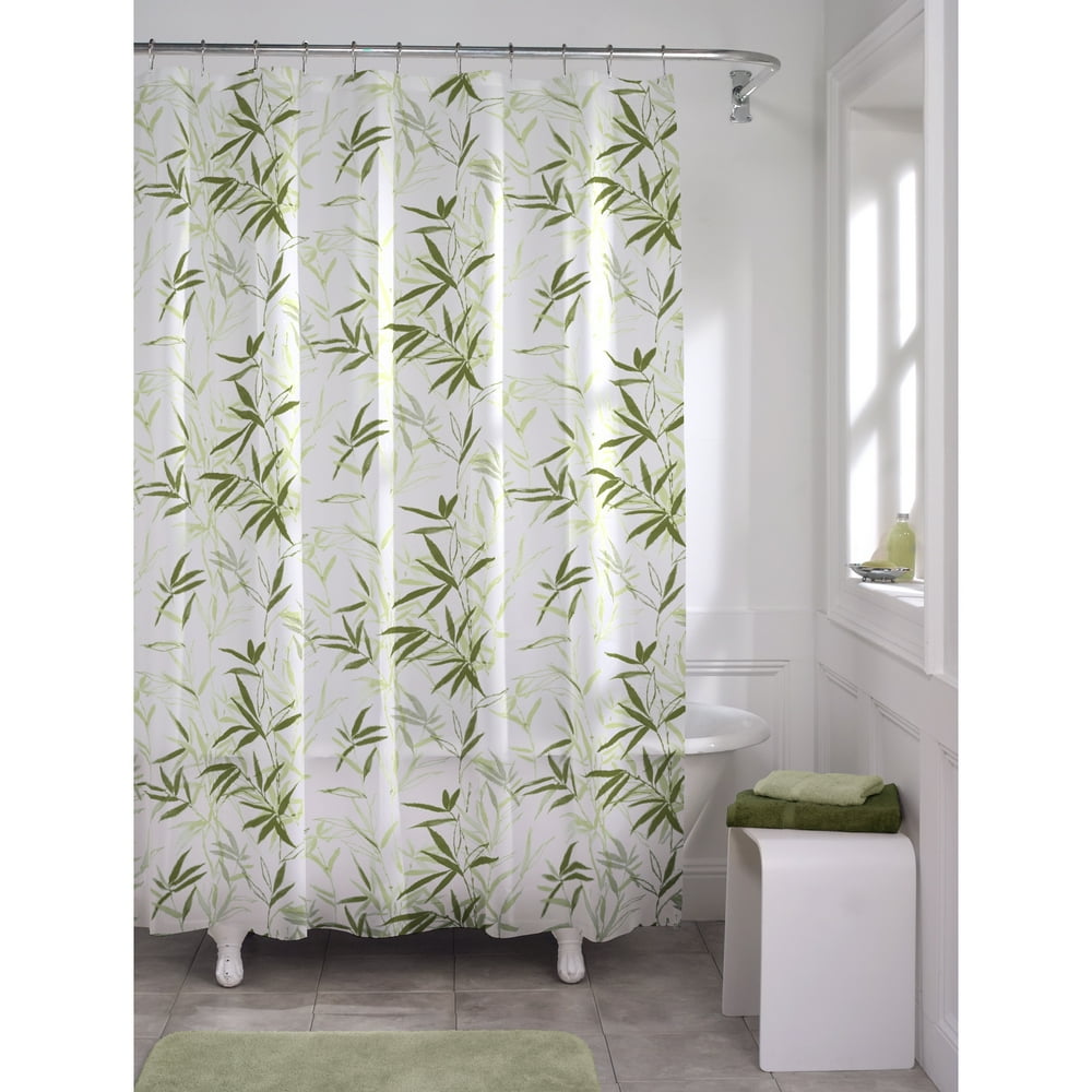 Green PEVA Shower Curtain, 70" x 72", Maytex Zen Garden Natural Bamboo