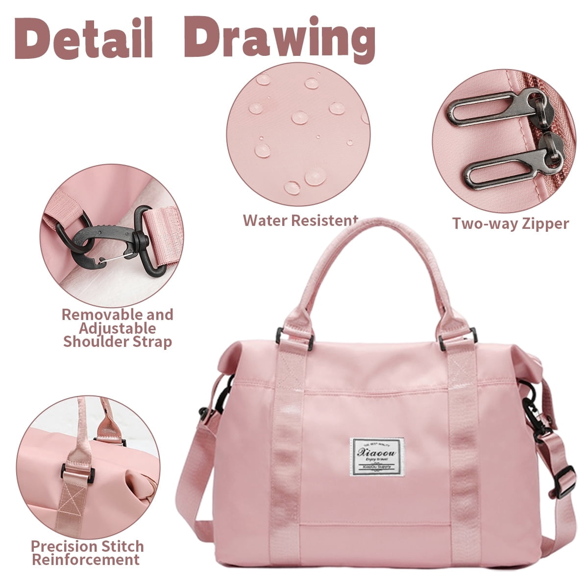 MecTo Travel Duffle Bag Waterproof Weekender School Bag Carry on Tote Bags Overnight Gym Hospital Bag