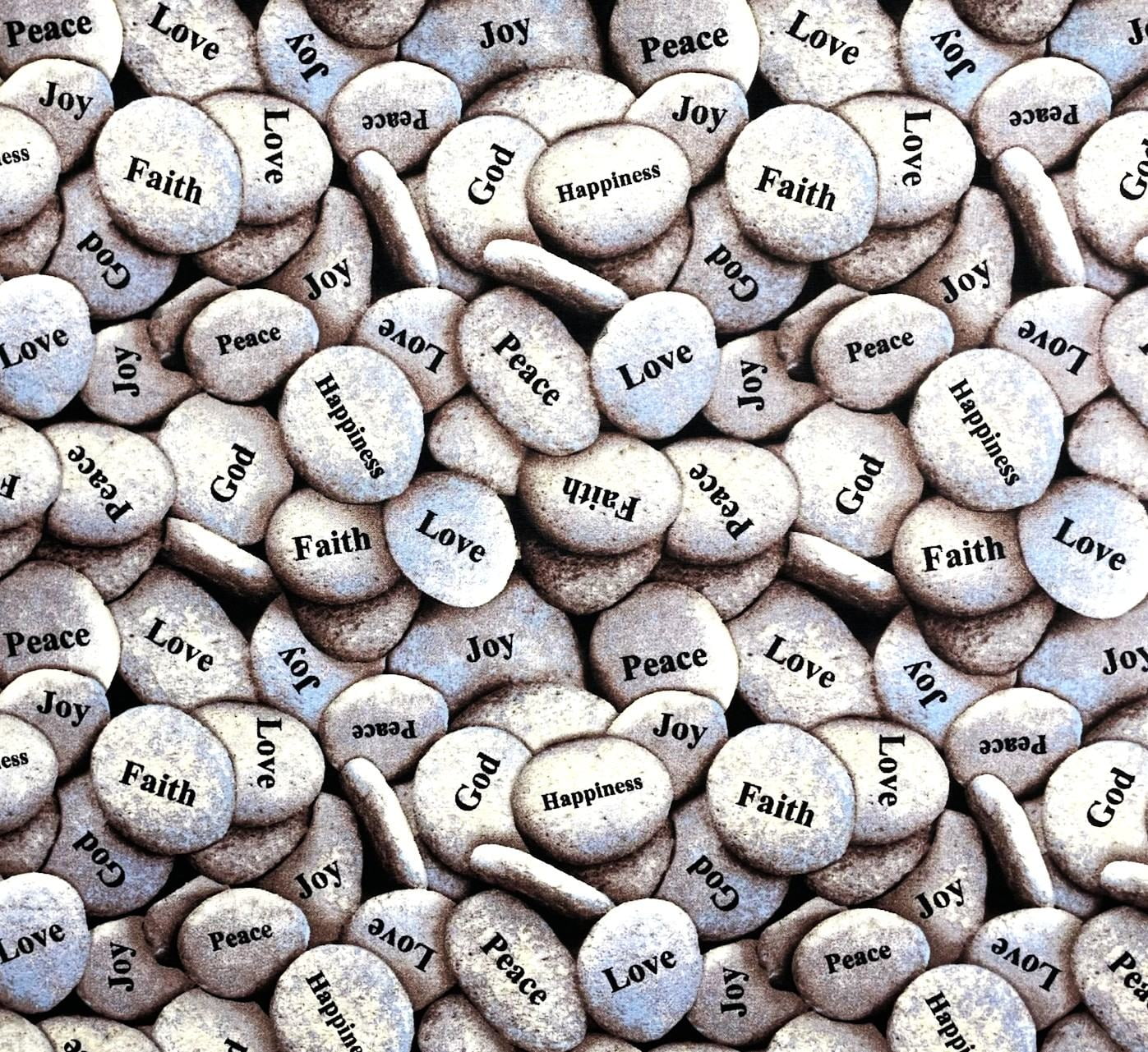 1 Yard - Faith Joy Peace Pebbles Cotton Fabric (Great for Quilting, Sewing, Craft Projects, Throw Pillows & More) 1 Yard X 44" Wide