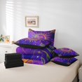 thumbnail image 6 of Manfei Boho Abstract Sun 7 Pieces Bedding Comforter Set,Vintage Damask Floral Full Bedding Set,Purple Gold Fitted Sheet Flat Sheet For Adults,Luxury Bedroom Decor Reversible, 6 of 8