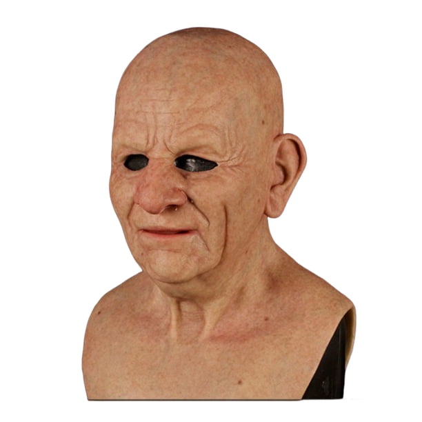 Máscara de anciano para adultos, realista, de látex, con cubierta completa para la cabeza, con arrugas realistas, para Halloween, mascarada, cosplay, accesorios de disfraz.