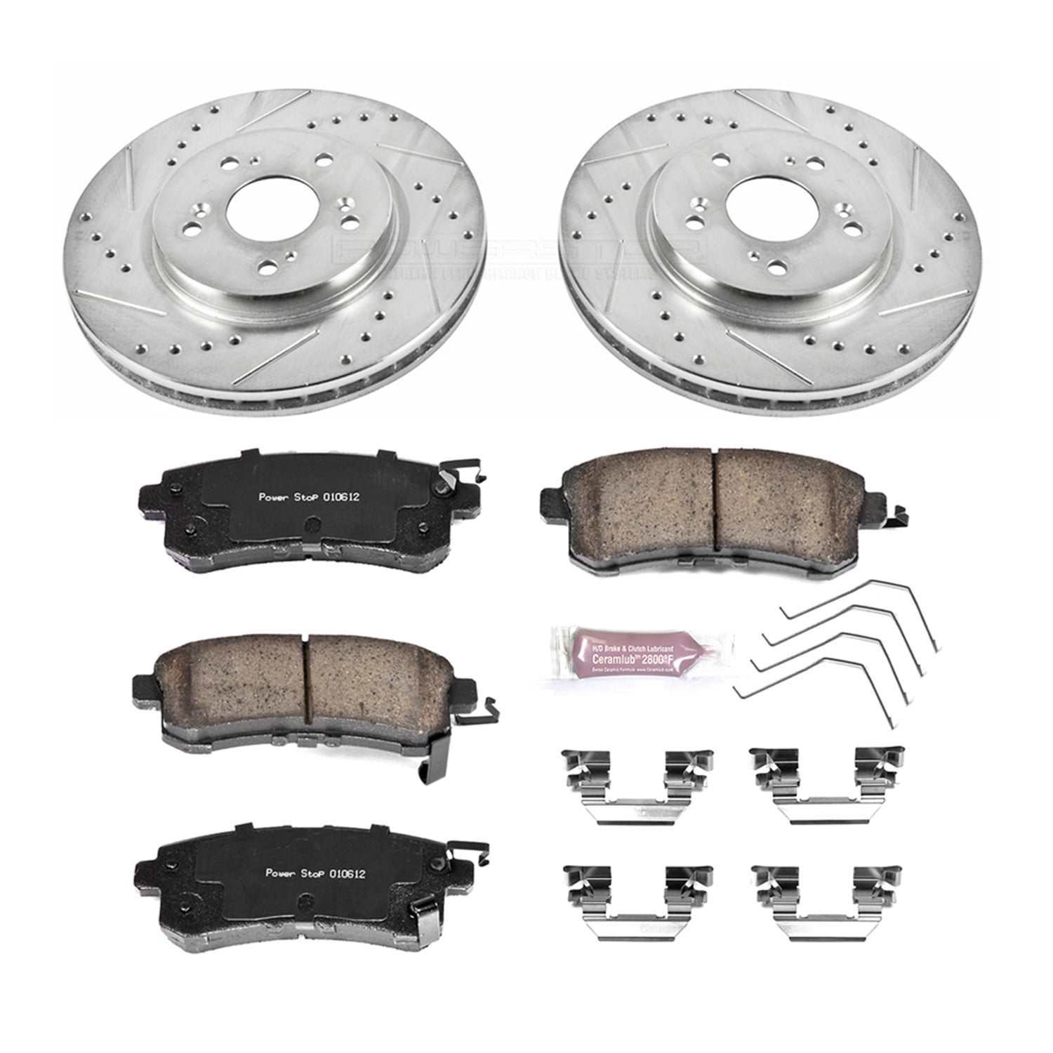 PowerStop Front Z23 Evolution Sport Carbon-Fiber Ceramic Brake Pad and Drilled & Slotted Rotor Kit Fits: HONDA Select Models K5432