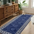 thumbnail image 1 of Twister.CK Washable Vintage Christmas Runner Rug, 2' x 6' Soft Non Slip, Non Shedding, Stain Resistant Carpet Rug for Kitchen, EntrywayBlue, 1 of 8