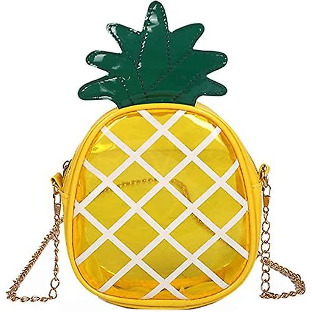 Lindo bolso de hombro con forma de piña, bolso cruzado pequeño con cadena, bolso para teléfono móvil de cuero Pu