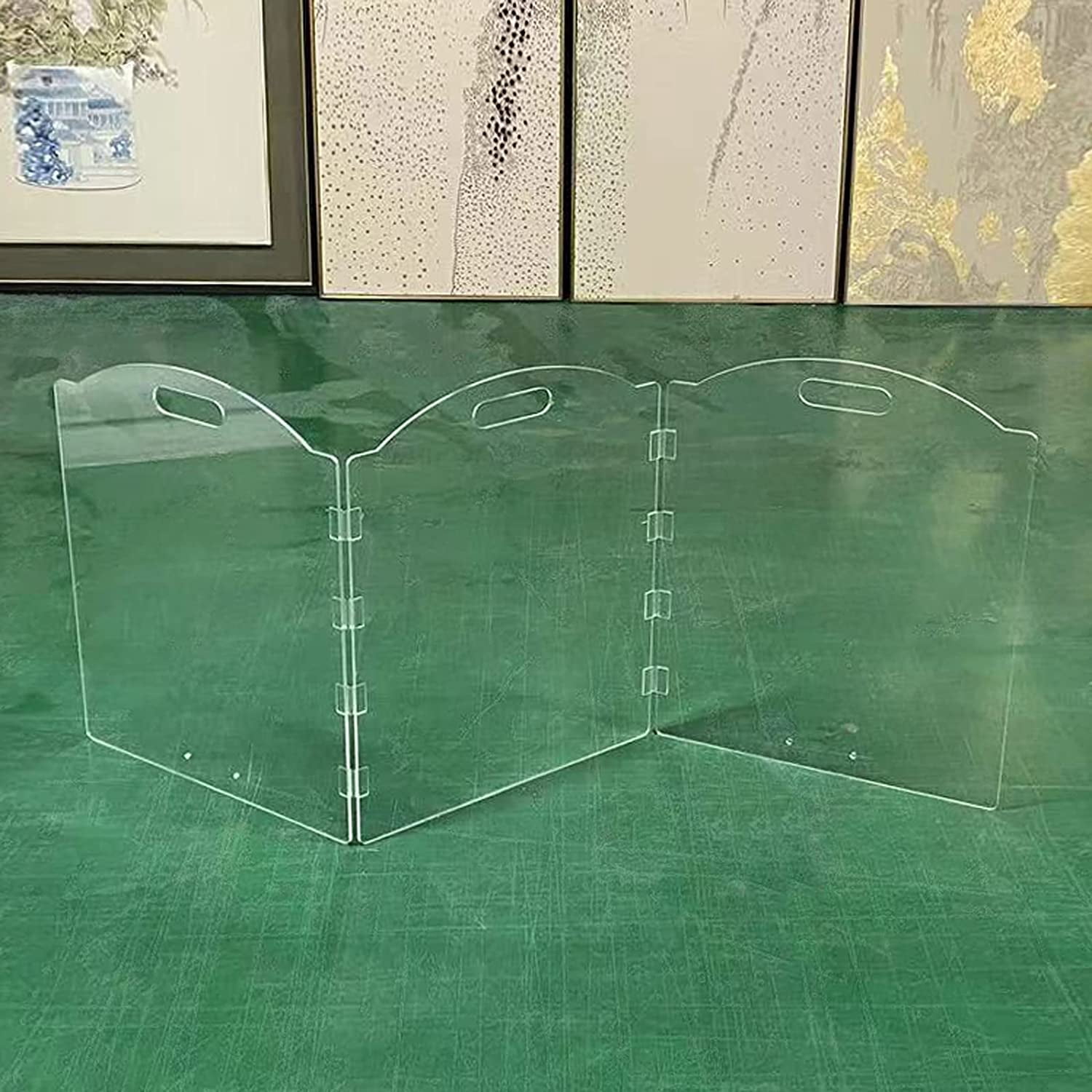 Clear Acrylic Freestanding Dog Gates for The House – Folding 3-Panel Pet Gates for Doorways, Indoor Stairs, and Hallways, Transparent Barrier for Dogs, Puppies, and Cats