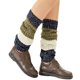 thumbnail image 2 of Calentadores de pierna largos de punto acanalado grueso para mujer, calcetines con cubierta de bota gruesa y bloques de colores, medias por encima de la rodilla para bailar, 2 of 4