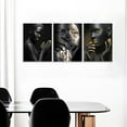 thumbnail image 6 of Black Gold African American Woman Canvas Wall Art, 3 Piece Set Golden Print Picture Mural Artwork, Modern Framed Poster Girl Bedroom Living Room Home Decoration Ready to Hang, 12" x 16" x 3, 6 of 6