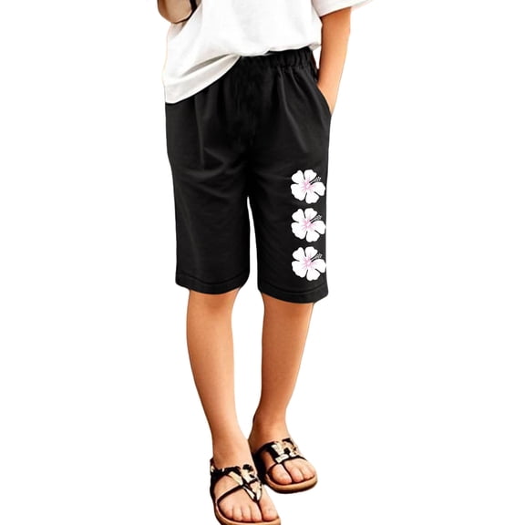 RUTAYY Toddler Children Knee Length Pants Kids Girls Letter Printed Elastic Waist Casual With Pocket Trouser Cute Infants Pants