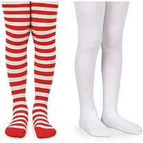 Jefferies Socks Girls Stripe Nylon Halloween Christmas Dress Tights 2 Pack