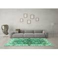 thumbnail image 3 of Ahgly Company Machine Washable Indoor Round Oriental Turquoise Blue Modern Area Rugs, 6' Round, 3 of 4