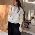 thumbnail image 1 of Suéter de punto coreano para mujer, cárdigan de manga larga holgado elegante para otoño e invierno, Tops, suéter Simple de Color sólido, chaqueta, 1 of 1