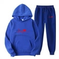 thumbnail image 2 of Jinhomg Womens 2 Piece Oversized Sweat Suit Cute Valentine's Day Tracksuit Funny Heart Graphic Holiday Hoodies with Straight Leg Sweatpants Blue M, 2 of 3