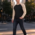 thumbnail image 5 of Rvwovn Men's Raglan Long Sleeve Tee, Crew Neck Casual Baseball Workout T-Shirt, Classic Color Block, 5 of 6