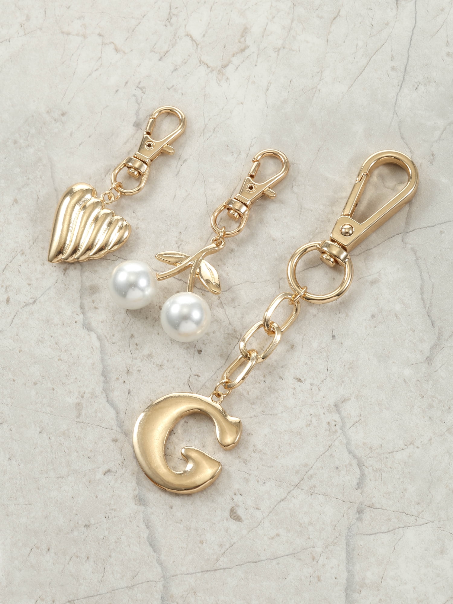 Time and Tru Goldtone Initial Letter Bag Charm Set, 3 Pieces, Letter G