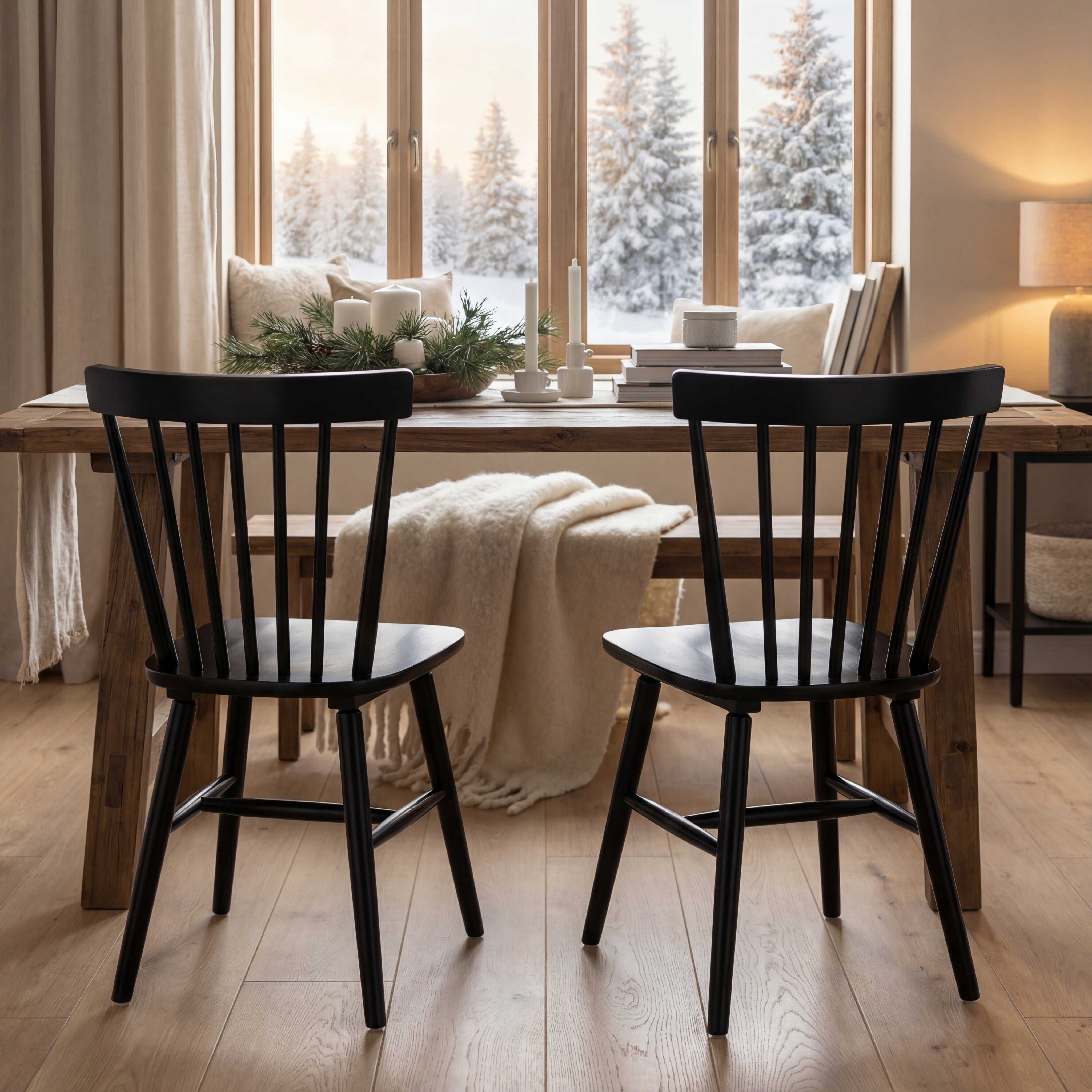 SAFAVIEH Winona Spindle Back Dining Chair, Black, Set of 2