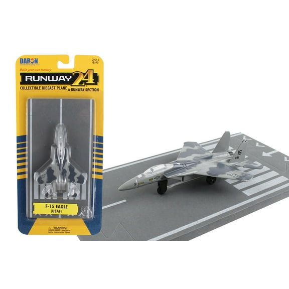 McDonnell Douglas F-15 Eagle Fighter Aircraft Gray Camouflage "United States Air Force" with Runway Section Diecast Model Airplane by Runway24