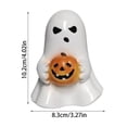 thumbnail image 2 of Halloween Ghost Figurine, Resin Polished Cute White Ghost Statue Holding Pumpkin or Red Heart, Small Tabletop Halloween Decor for Home Office Mantel Tiered Tray Fall Spooky Party Ornament, 2 of 4