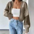 thumbnail image 2 of kamemir Plus Size Women Cardigan Womens Open Front Long Sleeve Knit Cardigan Sweater(Coffee,M), 2 of 5