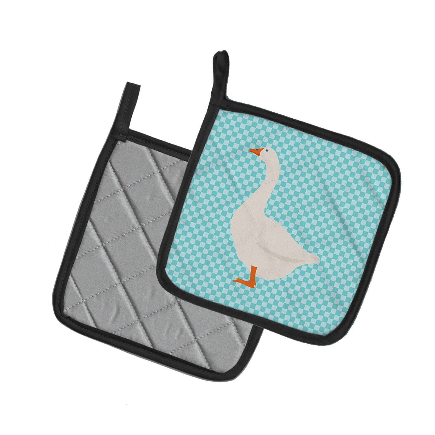 Caroline's Treasures Embden Goose Blue Check Pair of Pot Holders