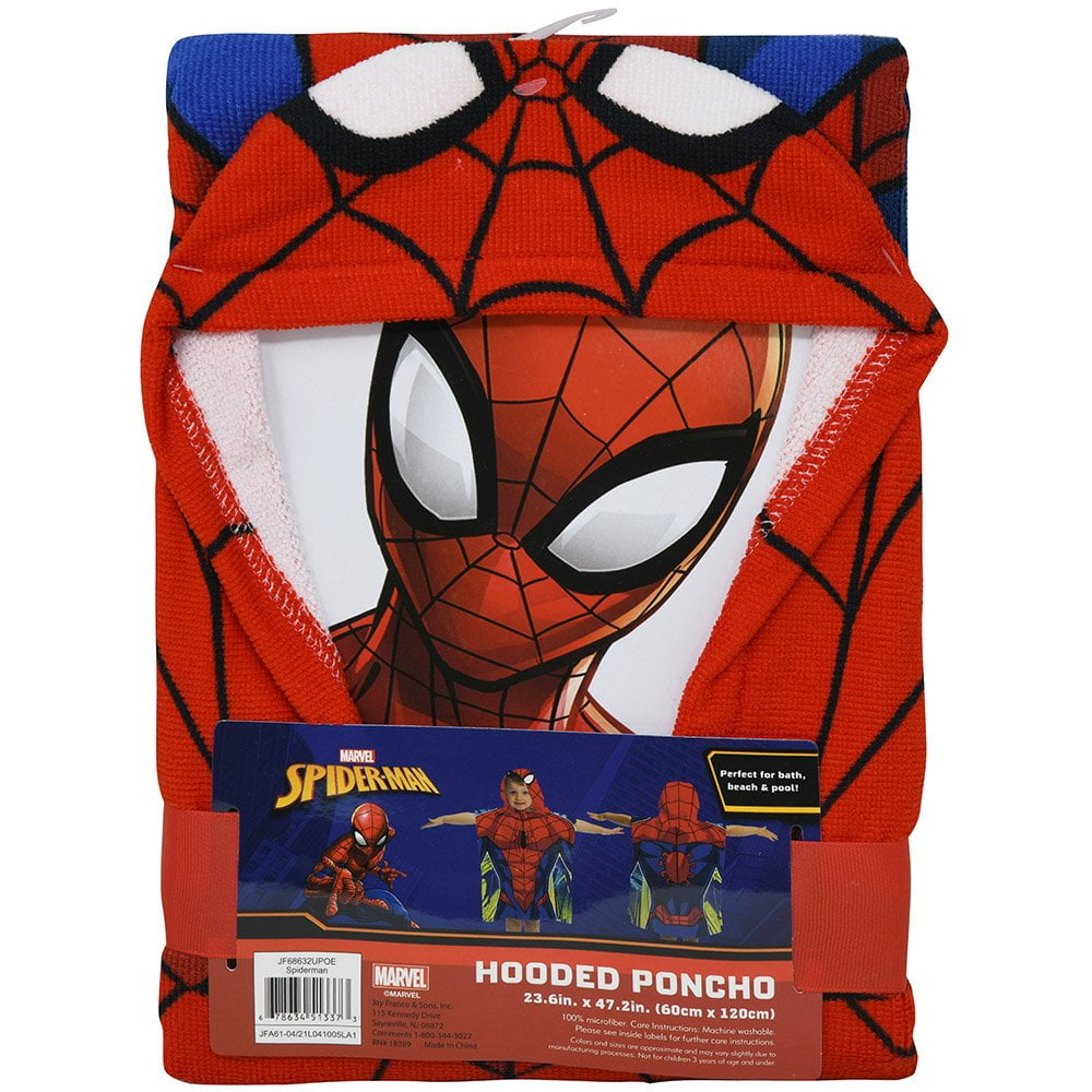 Marvel Spiderman Kids Beach Bath Poncho Hooded Towel Superhero NEW 