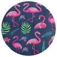 thumbnail image 3 of Flamingo Pattern Soft Bedroom Round Area Rug, Washable Cute Nursery Circle Throw Mat, Non-Slip Contemporary Small Low Pile Floor Carpet for Dorm Bedside, 3 of 6