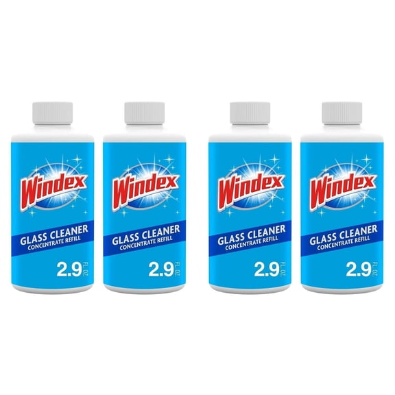 Windex Glass Cleaner Concentrate, Four 2.9 Ounce Concentrated Refill Bottles