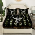 thumbnail image 3 of Camo Green Fitted Sheet American Flag Bed Sheets, Camouflage Hunting Deer Animal Print Bedding Set Full Rustic Branches Leaves Farmhouse Style Sheets 3 Pieces, 3 of 4