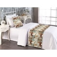 thumbnail image 2 of Pastoral Bed Runner Set, Rustic Pieces Concept Whimsical Modern Style Wooden Like Artwork Print, Decorative Bedding Scarf & a Pillow Sham for Hotels Homes, Twin, Laurel Green Eggshell, by Ambesonne, 2 of 3
