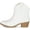 White Pu, variant on Seamy- Women's Cowboy / Cowgirl Western Stitch Pull On Stacked Block Heel Pointed Toe Ankle Boots (White PU, 8)