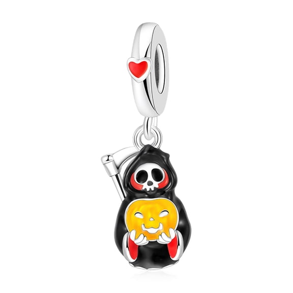 Halloween NINGAN 925 Sterling Silver Charm for Bracelets Skull Pumpkin Pendant Charm Women Bracelet Charm