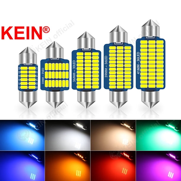 KEIN 8Color Dome Light Para Coche Festoon Led 31mm 28mm 36mm 39mm 41mm C5W C10W C3W Auto Panel Interior Leer Matrícula Componentes Interiores Bombilla 21SMD 3014 Motocicleta Blanco Gao Jiahui unisex