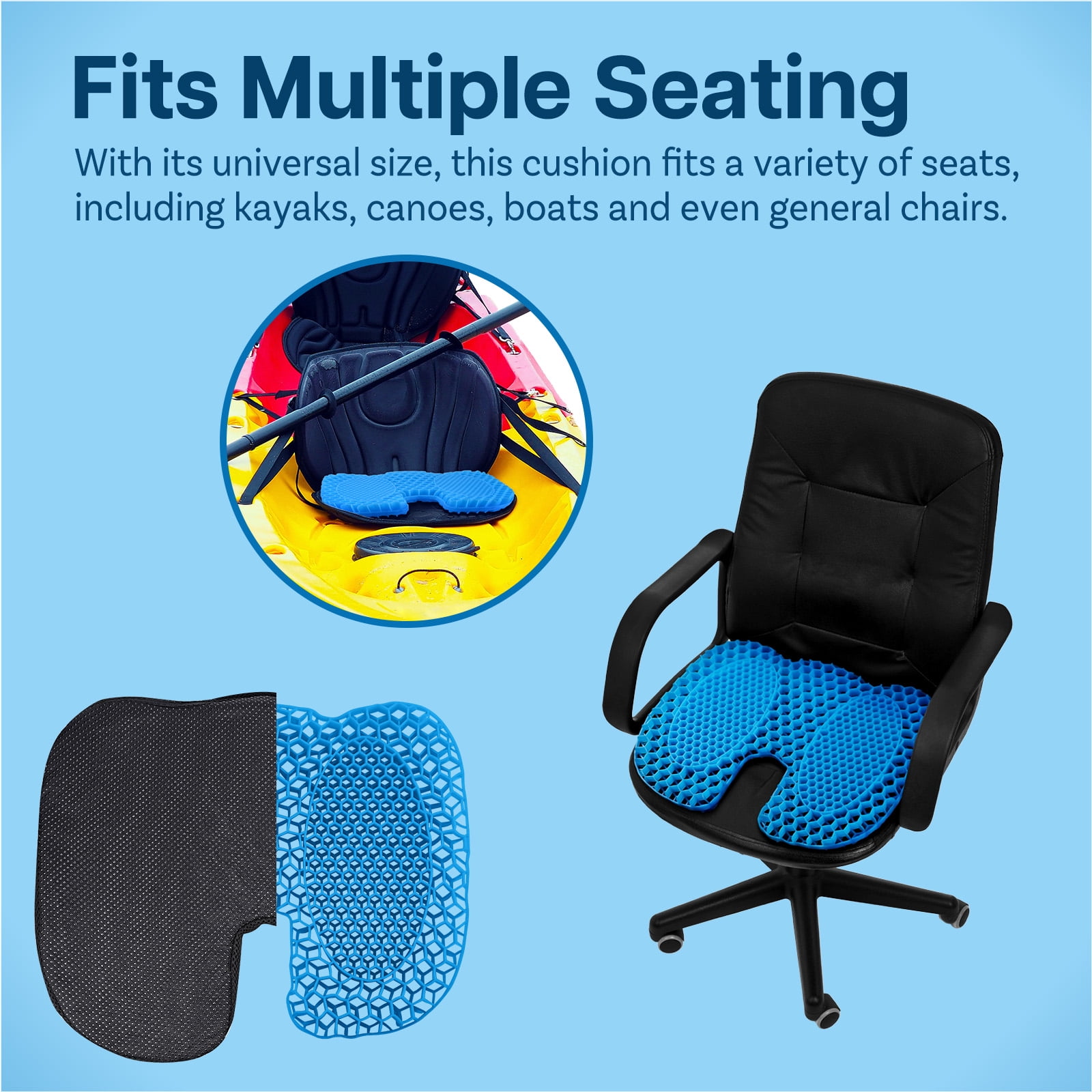MMOBIEL Anti-Slip Gel Kayak Seat Cushion U-Shaped Waterproof Portable Pressure Relief 1-Pack
